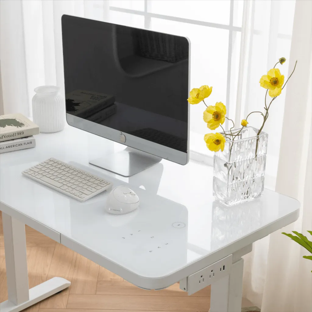 Tempered glass store electric standing desk